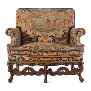 A William and Mary Style Needlepoint-Upholstered