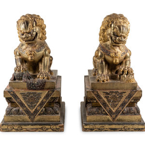 A Pair of Large Chinese Giltwood