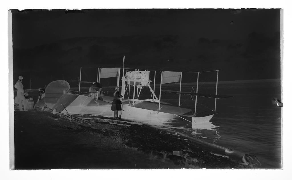 GLASS NEGATIVE 1915 SEAPLANE BISCAYNE