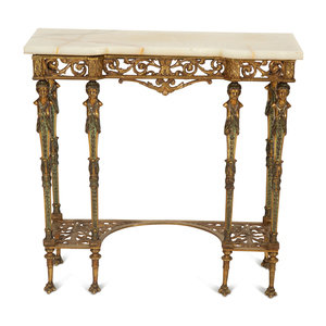 A Continental Gilt Metal Onyx Top