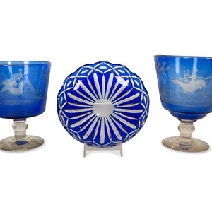 Two Bohemian Cobalt Blue Glass 2a3e42