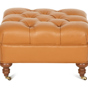 A Regency Style Brown Tufted Leather