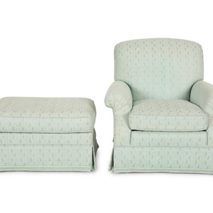 A Pale Blue Upholstered Club Chair with