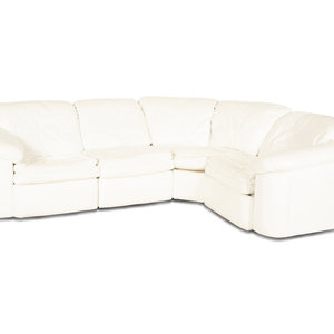 A Contemporary White Leather Sectional