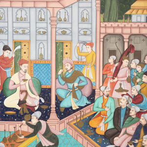 An Indian Mughal Painting on Linen 20th 2a3f11