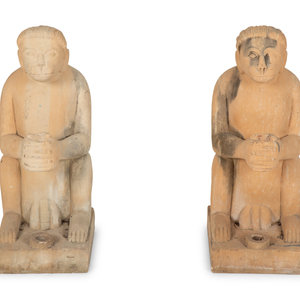 A Pair of Cast Stone Monkey Form 2a3f1b