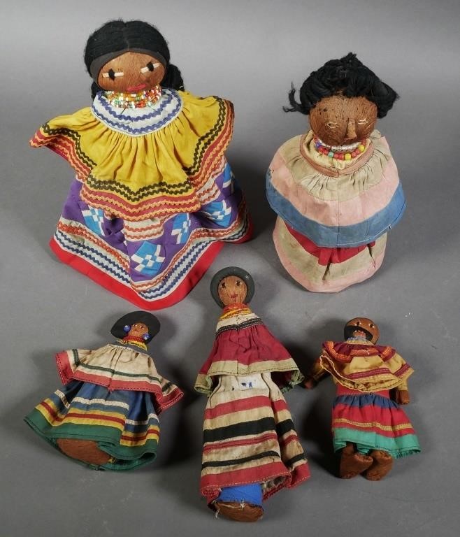 SEMINOLE INDIAN DOLLS (5)Five vintage