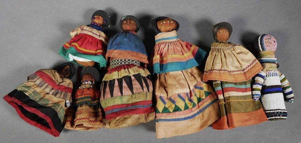 SEMINOLE INDIAN DOLLS (7)Seven vintage