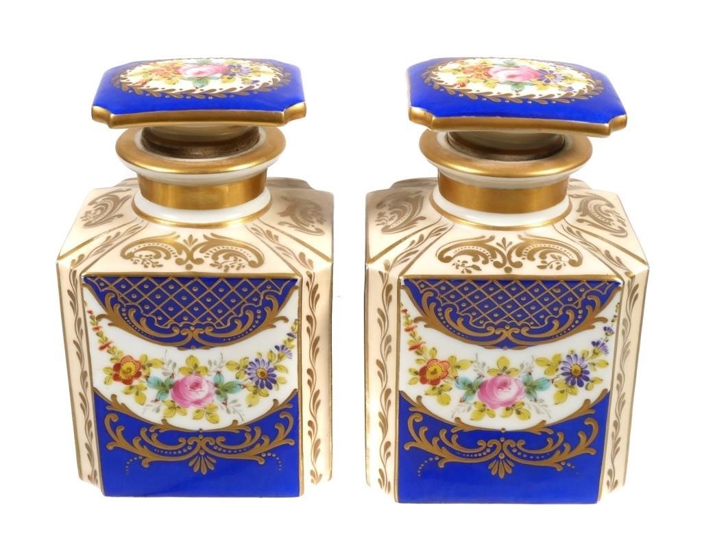 FRENCH PORCELAIN PERFUMES, PAIR,