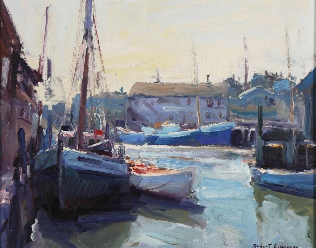 ROBERT GRUPPE, OIL ON PANEL, MARINAOil