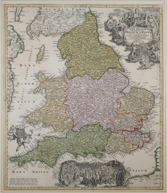 HOMANN ANTIQUE MAP OF ENGLAND  2a1d91