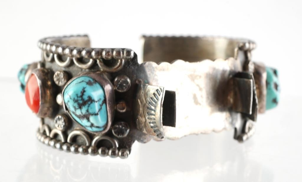 NAVAJO STERLING TURQUOISE WATCH