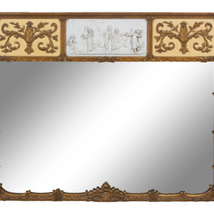 A Painted and Parcel Gilt Mirror