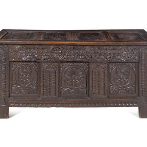 A Charles II Style Carved Oak Coffer Early 2a1e27