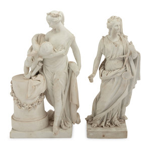 Two French Bisque Porcelain Figures
Circa