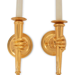 A Pair of Gilt Bronze Sconces in