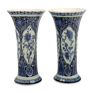 A Pair of Delft Ware Trumpet Vases Royal 2a1efc