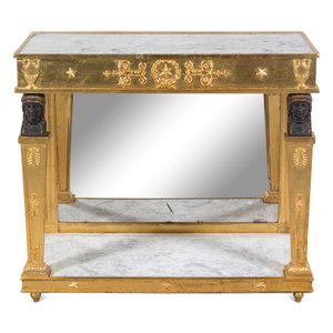 An Empire Style Giltwood Marble-Top