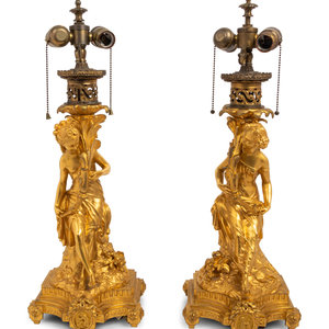 A Pair of French Gilt Bronze Figural