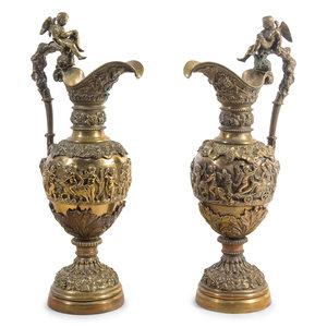 A Pair of Neoclassical Brass Ewers Circa 2a200f