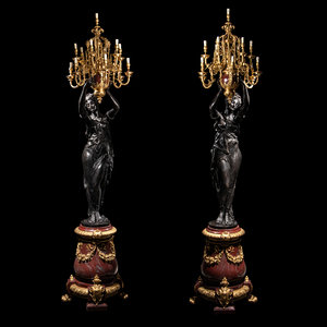 A Pair of Monumental Gilt and Patinated 2a2087