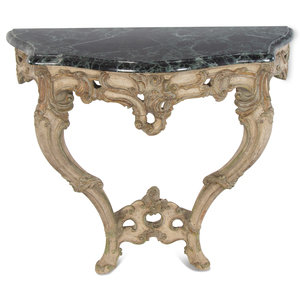 A Rococo Style Painted Marble-Top