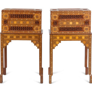 A Pair of Moroccan Marquetry Chests