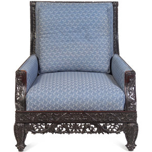 A Chinese Carved Hardwood Armchair
Late