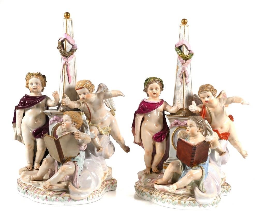  2 MEISSEN PORCELAIN FIGURAL CHERUB 2a21fb