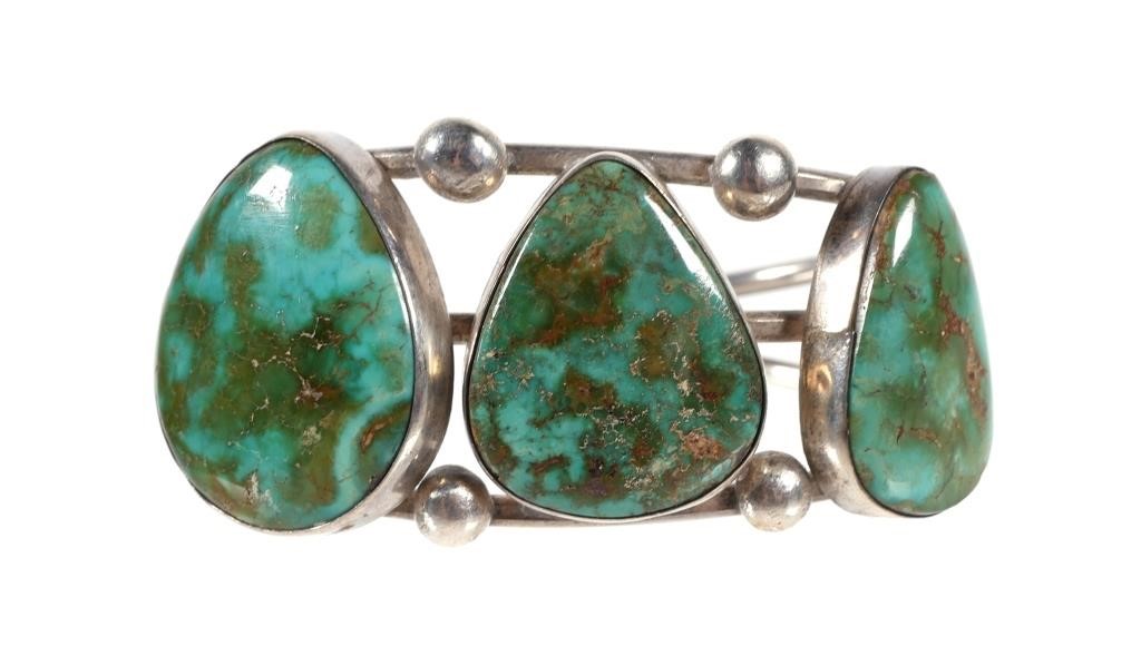 STERLING AND TURQUOISE CUFF BRACELETSterling