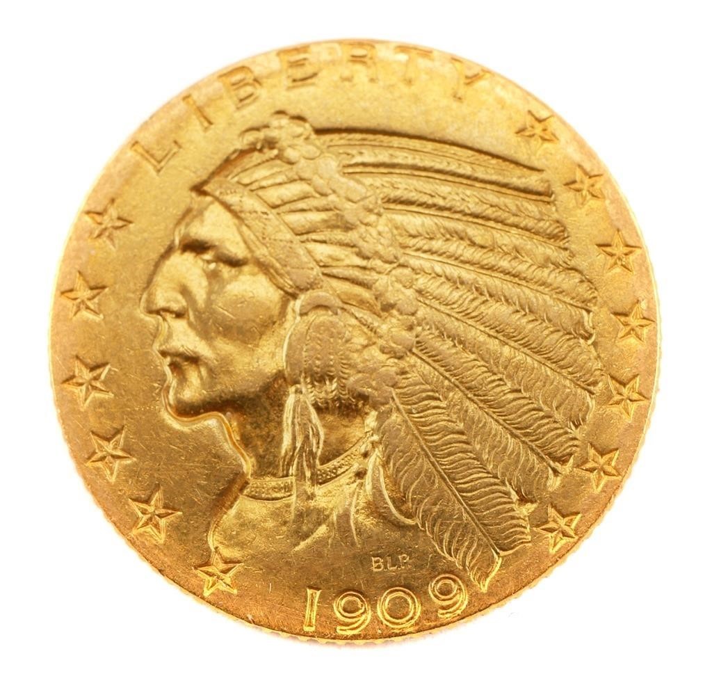 1909 US INDIAN HEAD $5 GOLD COIN1909