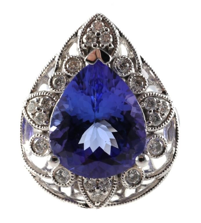 14K WHITE GOLD TANZANITE DIAMOND 2a2204