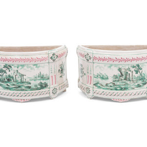 A Pair of French Faience Cache