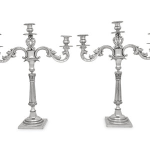 A Pair of Continental Silver Three-Light