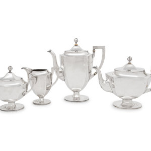 A German Silver Four-Piece Tea