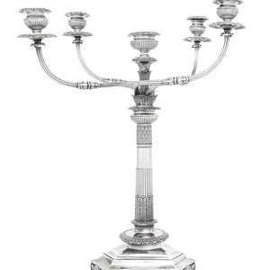 A Large English Silver-Plate Five-Light