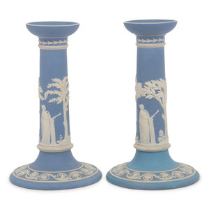 A Pair of Wedgwood Jasperware Candlesticks 20th 2a235e