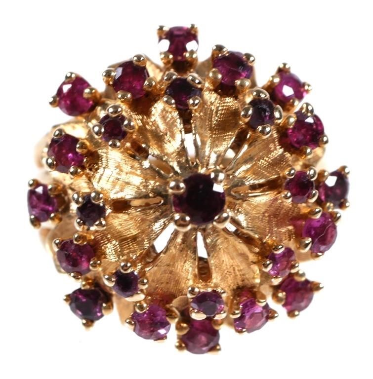 14K YELLOW GOLD AND RUBY FLORAL 2a256f