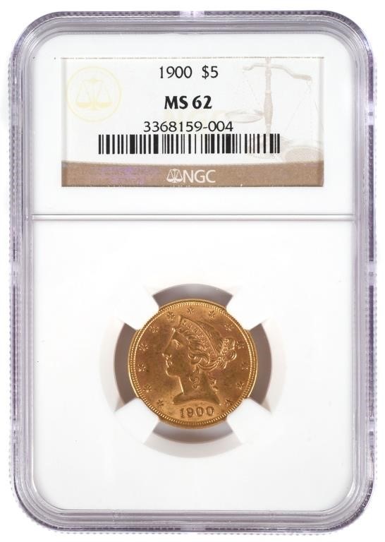 1900 5 US HALF EAGLE GOLD COIN 2a2596