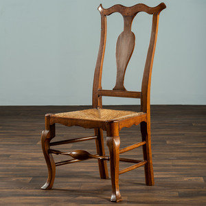 A Queen Anne Maple Rush Seat Side