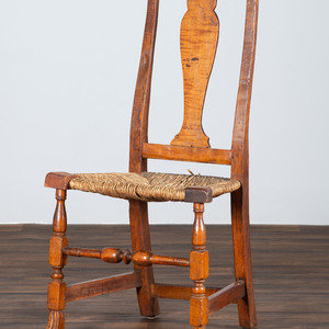 A Queen Anne Maple Rush Seat Spanish-Foot