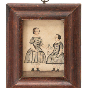 A Folk Art Portrait of Two Girls 19th 2a2a24