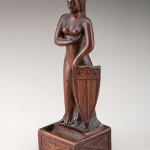 A Carved Mahogany Figure of Lady Liberty
Circa