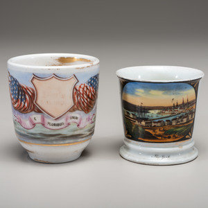 Two Painted Porcelain Shaving Mugs 19th 2a2a50