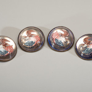 Four Patriotic Glass Bridle Rosettes 19th 2a2a87