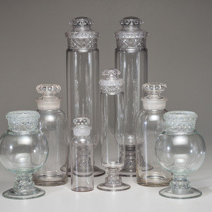 Eight Molded Glass Display Jars Early 2a2a8a