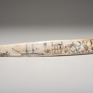 A Scrimshaw Carved Whale's Rib