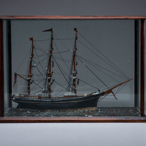 A Cased Painted Ship Diorama 20th 2a2acc