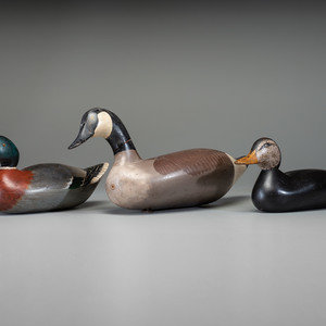Three Carved and Painted Wood Decoys
20th