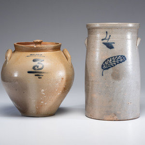 Two Cobalt Decorated Stoneware 2a2b92